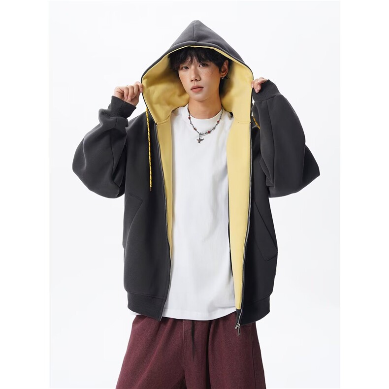 美式连帽外套男女秋冬2025新款宽松流行卫衣开衫上衣WYD81P54,女装短外套,星座1013-5
