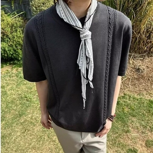 【有货】DT503-特P42美式天丝正肩短袖男夏季老钱风编制圆领t恤