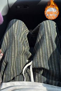 保暖复合银狐绒呢料男大码条纹直筒休闲裤K5680J加绒-特P48控88图片