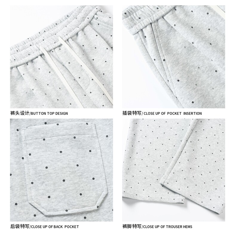 2025冬季新款白底大码美式波点加绒卫裤M-5XHK24960-特P35,男装休闲裤,电商A022