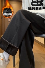 wassuphappy重磅黑色卫裤男冬季潮牌加绒阔腿裤加厚休闲运动裤子，男装休闲裤，电商A001