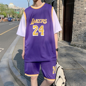 运动套装男篮球服港风潮流2023夏季新款ins短袖T恤短裤W2452-P35图片