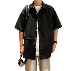 直播款M-3XL高品质男生短袖衬衫宽松港风CS4112-A409-1，男装衬衫，电商A409-1