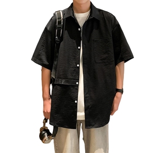 直播款 M-3XL 高品质男生短袖衬衫宽松港风CS4112-A409-1图片