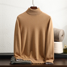 2025秋冬新款男士舒适简约高翻领35%衫男装，男装羊绒套衫，奥澜羊绒