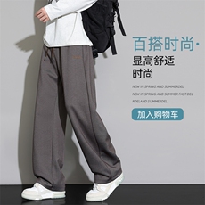 2025男士秋季新款宽松卫裤阔腿裤休闲长裤直筒运动裤Z6913-P40，男装休闲裤，星座610（原A335）