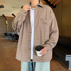 小众休闲格子衬衫外套2024春秋新款装法式衬衣长袖上衣C116/P58，男装衬衫，星座506
