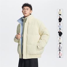 拼接格纹假两件棉服男冬季潮牌加厚宽松休闲立领外套MY2515-P85，男装棉衣，星座610（原A335）