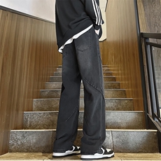 复古蓝阔腿牛仔裤高街秋冬工装牛仔裤1001-1-G7025-P45，男装牛仔裤，星座1001-1