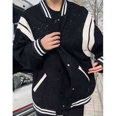 拼接白边棒球服男女情侣夹克黑色复古外套春秋百搭上衣JK30，男装夹克，星座1116A（原606A-3）