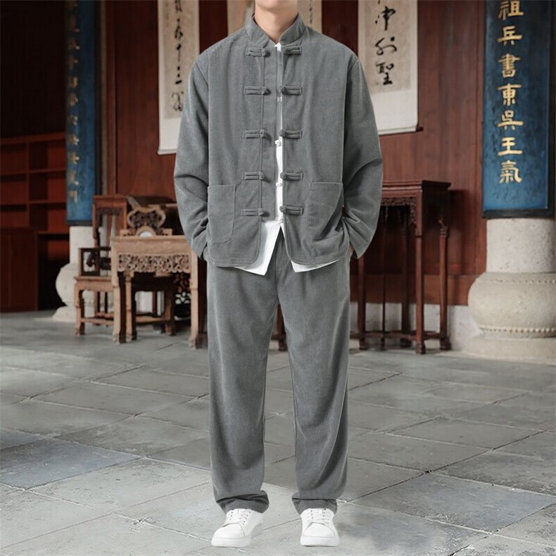 男士外套灯芯绒夹克套装盘扣立领风XZ1512-2501套装-P110,男装夹克,星座1512
