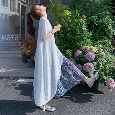 流苏不规则蕾丝T恤连衣裙两件套女夏度假风爆款流行小众不撞款，女装套装/套裙，浙宝305
