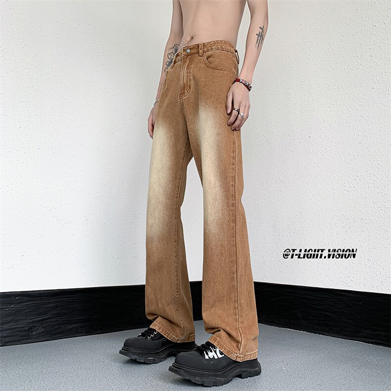 B221美式ins高街暗黑情侣款百搭微喇牛仔裤LK22087-P55控78,男装牛仔裤,电商B221