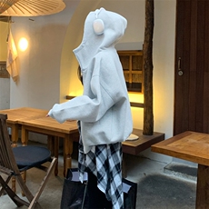 抖音得物高品质25秋冬美式高街宽松结构防风高领连帽卫衣外套W60，男装卫衣，电商A486