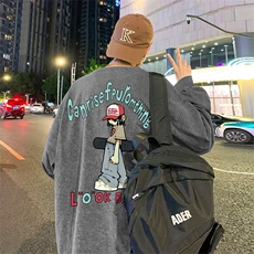 直播品质重磅纯棉美式蜡染水洗做旧潮牌宽松长袖t恤CT320特P38，男装T恤，电商A486