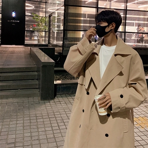 春季双排扣长款风衣新款韩风宽松过膝外套男 DF275-TP75108图片