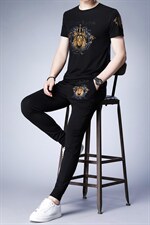 爸爸装冰丝运动套装男夏季休闲短袖夏天中年夏装中老年男装两件套，男装休闲套装，电商B212（原钱塘6029）