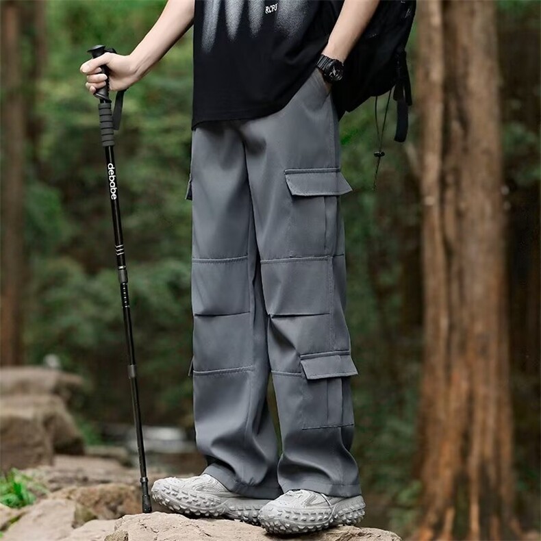 工装裤男士春夏款阔腿休闲长裤松紧腰骑兵斜复网裤子KG03,男装工装外套,星座1116A-1（原606A）