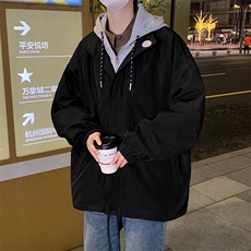 港风假两件连帽外套情侣款春秋季男女夹克男装JH-JK7606-P40，男装夹克，星座717