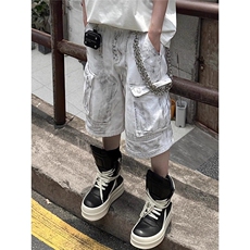 小众潮牌脏脏牛仔阔腿五分裤男立体口袋宽松工装短裤LD66811-P54，男装牛仔裤，星座1008