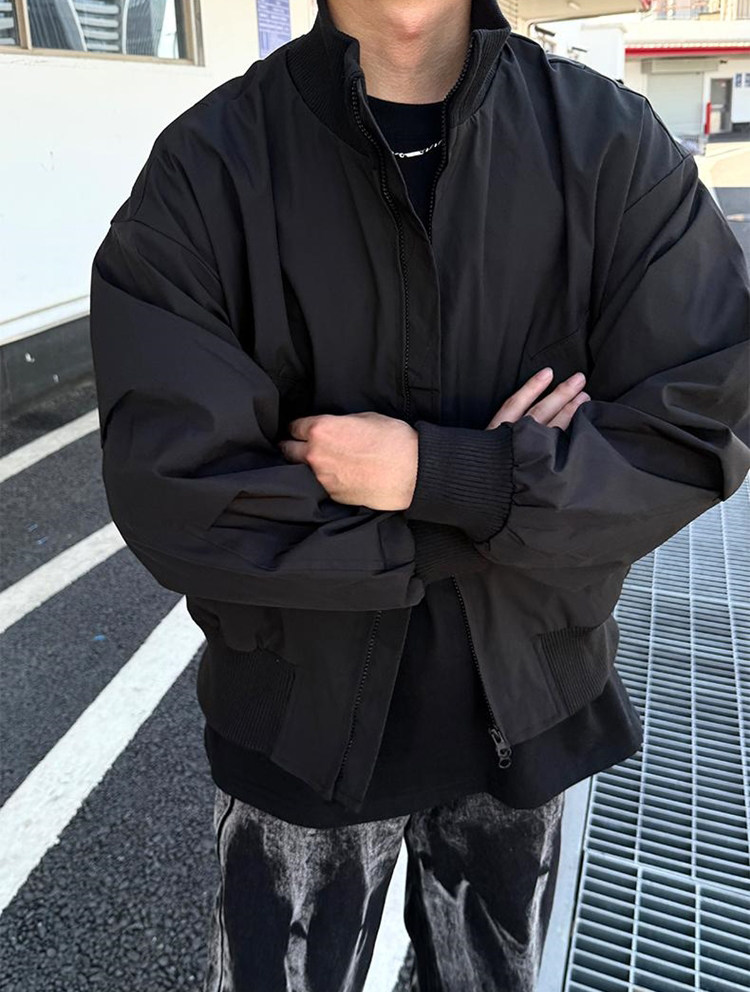 现货26春装美拉德立领飞行夹克纯色复古廓形高街棒球服外套,男装夹克,电商A486-1