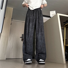 网图扎染树皮皱休闲裤男女同款直筒垂感阔腿长裤K2641-P40，男装休闲裤，星座1213