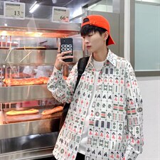 长袖衬衫男港风日系春季韩版潮流帅气衬衣S026P30，男装衬衫，星座1116-2