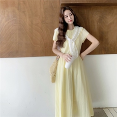 现货2C273-7702-P130-K198新加黄色主图披肩连衣裙，女装连衣裙，2C273