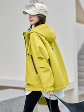 冲锋衣夹棉外套女2025冬季新款厚款连帽棉袄宽松休闲时尚大衣，女装棉衣/棉服，梦懿尔