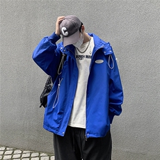 克莱因蓝外套男中性风休闲宽松抽绳装饰大码M-5XL夹克男JK7569P75，男装夹克，星座227-7