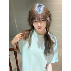 抖音得物品质二开240克宽松纯棉美式潮牌印花三条杠中性风短袖T恤，男装T恤，电商A486