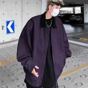 秋款男夹克衫灯芯绒领拼接款外套JK9319 P70图片