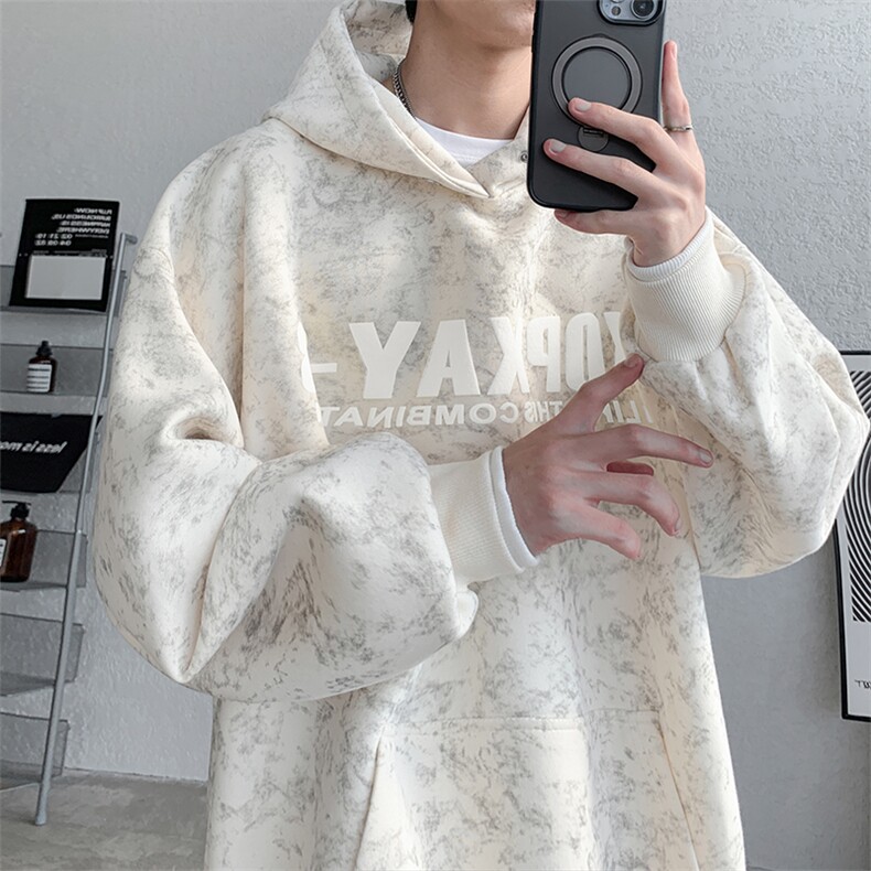 大皂风秋冬重磅450克假两件宽松连帽卫衣男WY3707-P70控108,男装卫衣,电商B208