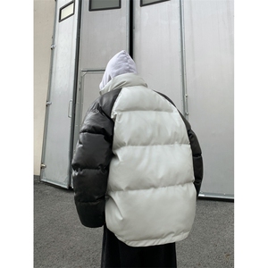 港风街景 拼接撞色面包服时尚立领保暖皮棉服A247-MY520 特批85图片