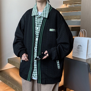 假两件夹克男韩版潮千鸟格帅2024秋冬季新款ins宽松外套W3584-P58图片
