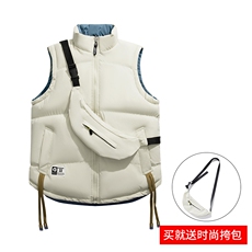 秋冬立领大码棉马甲宽松双面穿保暖背心青年潮无袖送包包8896-P45，男装棉衣，星座1403A
