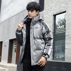 仓库现货三条杠连帽鲨鱼皮直播质量短款外套羽绒服R213P90，男装羽绒服，星座301D-5(原星座1415）