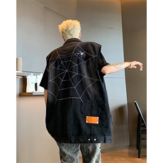 F397P57男生秋装新中式潮牛仔外套男复古宽松水洗做，男装工装外套，星座512-6