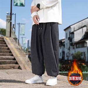 风冬季新款灯芯绒长裤子男束脚裤日系复古大码休闲裤K28-P45图片