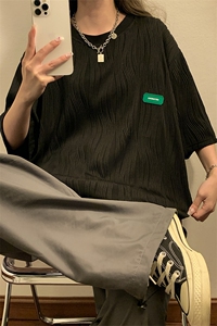 中性风弧形设计短袖T恤男大码情侣男士短袖T恤男DT8765P30控49图片