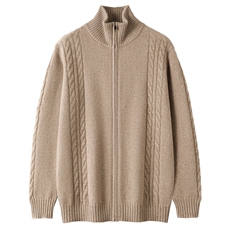 2025年秋季时尚都市长袖加厚半高领拉链开衫，男装羊绒开衫，晨晟羊绒