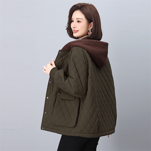 2024年冬季新款加厚保暖棉衣棉服女连帽韩版菱格休闲棉袄短外套女图片