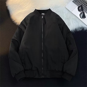 秋冬字母刺绣棒球服外套男女同款美式复古宽松休闲百搭棉服夹克潮图片