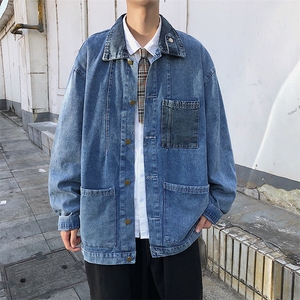 秋冬港风休闲街头运动风口袋班服牛仔衣夹克外套男装 W1377-P58图片