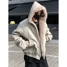 现货高品质美式高街冬季重磅硬挺短款座山雕毛领棉衣男女加厚外套，男装棉衣，电商A486