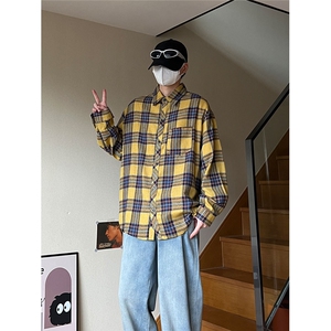 控价59港风格子衬衫宽松外套男女衬衣百搭格子外套CS2403 P35图片