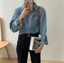 【素妮】2022春款双口袋牛仔衬衫，女装衬衫，素妮