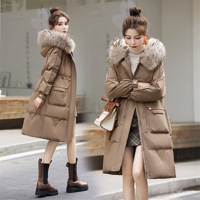 大量现货真毛领时尚冬季新款宽松休闲白鸭绒耗子毛领羽绒服外套，女装羽绒服，韩然一族