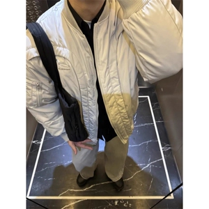冬季潮牌大码300斤弧形解构夹克棉服男美式复古宽松bomber棒球服,124斤女孩夏日穿搭图片