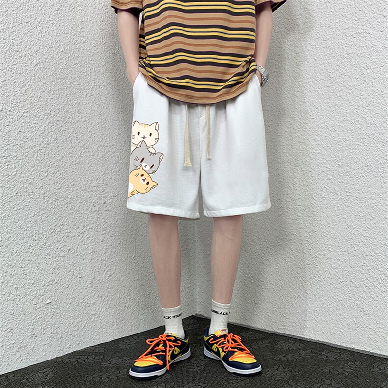 HD74164-P22华夫格短裤男大码宽松五分裤男直筒中裤,男装休闲裤,电商A040